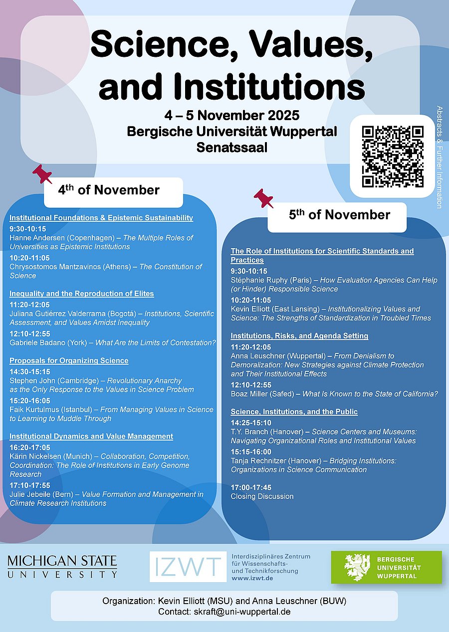 Plakat - Science, Values and Institutions: Workshop